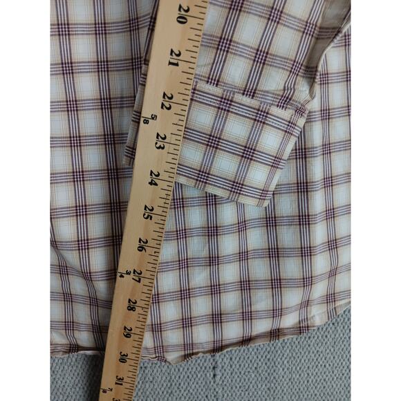 Wrangler George Strait Western Shirt Mens Small Tan/Red Checkered Button Down - Picture 12 of 13